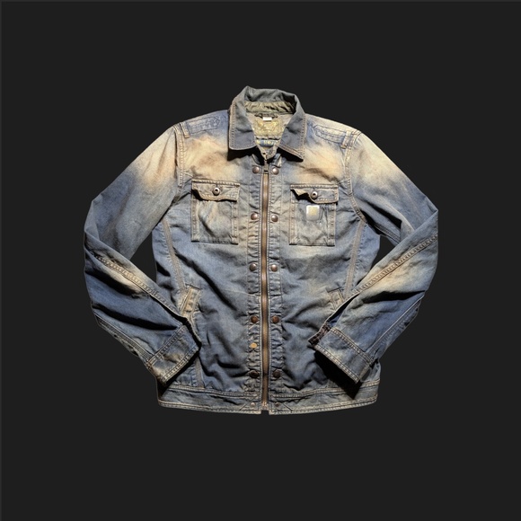 Diesel Blue Denim Jacket Medium Distressed 1978hard labor RR55 - Picture 1 of 14